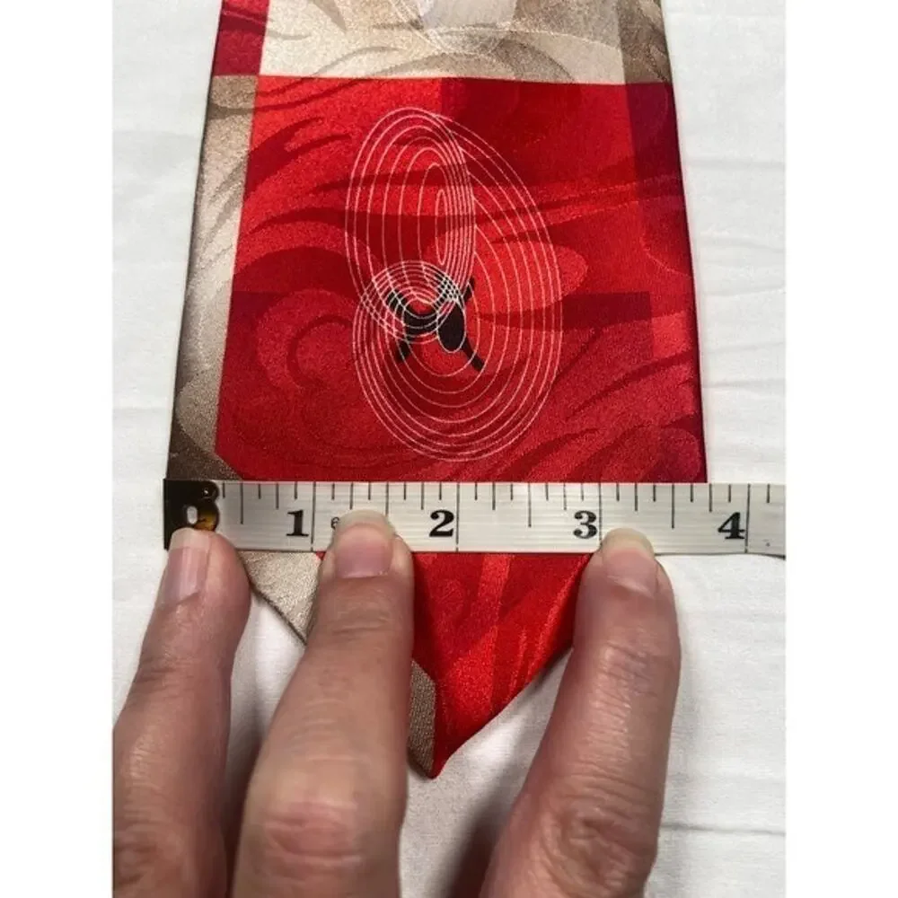 Rudee Ricco Italian Designer Tie – Red, Beige & Gold – 63